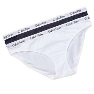 Calvin Klein Women's Carousel Bikini QD1646-900 Small White/ Black 2 Pack Cotton